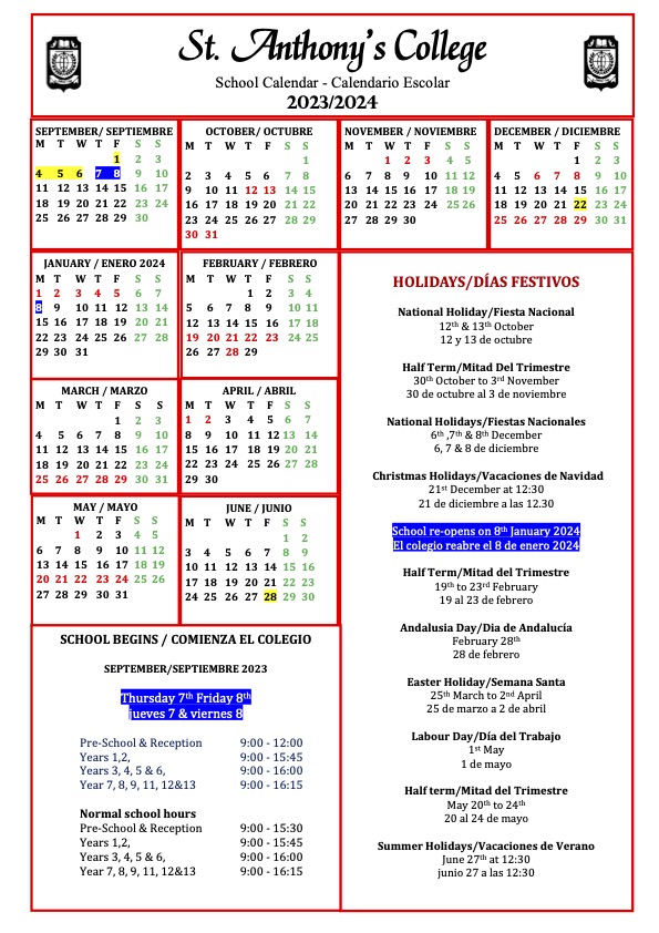 St Anthonys School Calendar 2024 2025 Drusy Giselle